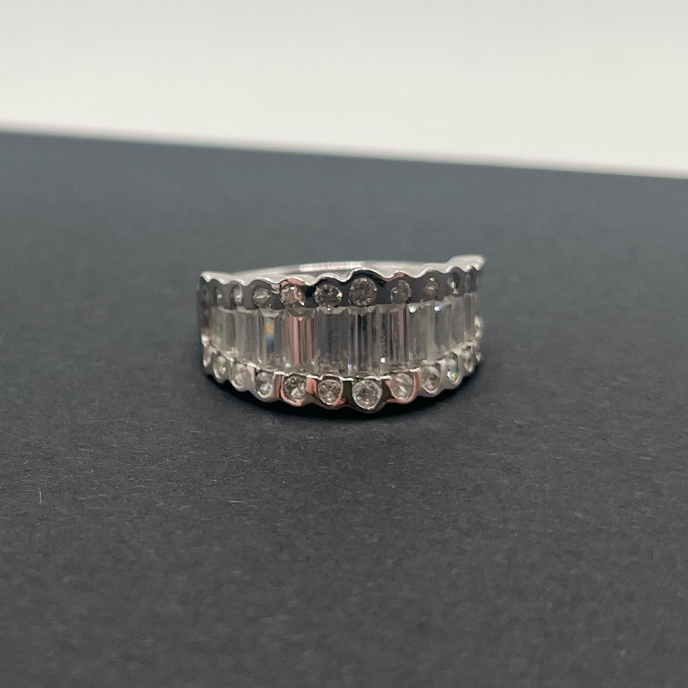 Diamonique Sterling Baguette Ring Size 5